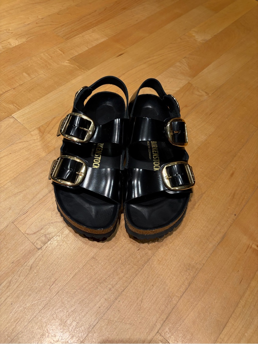 Birkenstock Milano Big Buckle Black & Gold